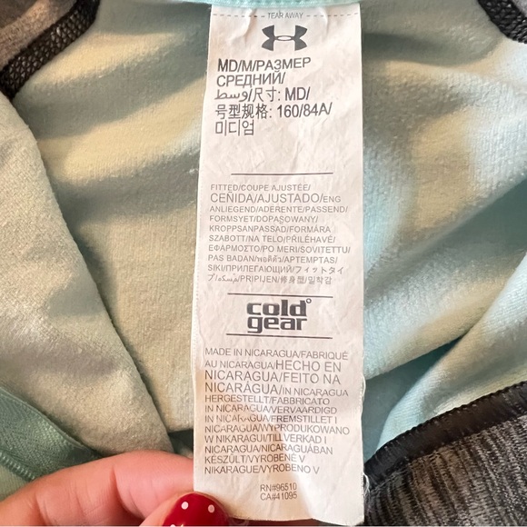 Under Armour ColdGear Compression Set Aqua Gray M 1/2 Zip + Leggings - Picture 6 of 7